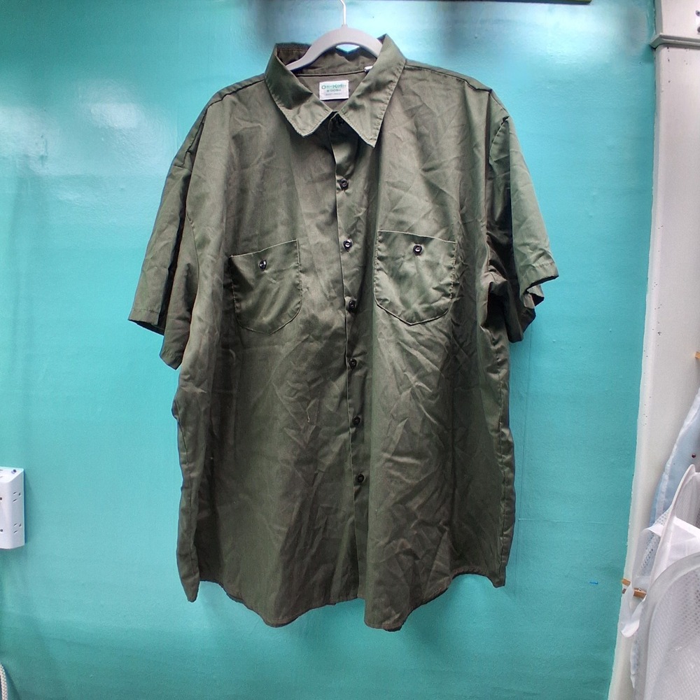 OshKosh Bgosh Work Shirt XXXL Olive Green Short Sleeve Utility Gorpcore